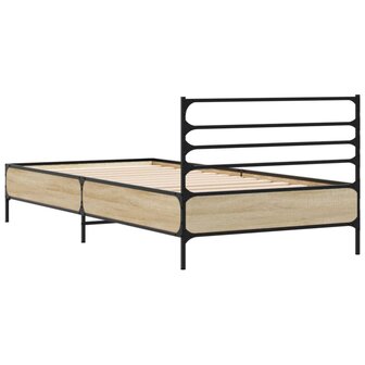 Bedframe bewerkt hout en metaal sonoma eikenkleurig 75x190 cm 6
