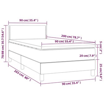 Boxspring met matras stof donkergrijs 90x200 cm 7