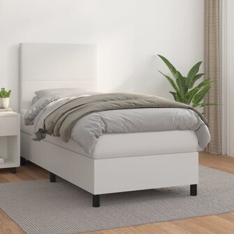 Boxspring met matras kunstleer wit 100x200 cm 1