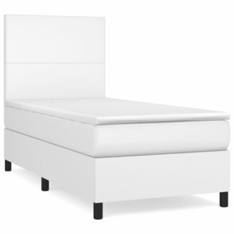 Boxspring met matras kunstleer wit 100x200 cm 2