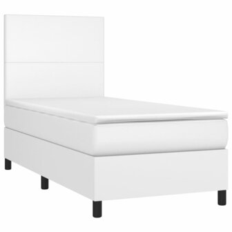 Boxspring met matras kunstleer wit 100x200 cm 3