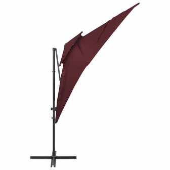 Zweefparasol met dubbel dak 250x250 cm bordeauxrood 3
