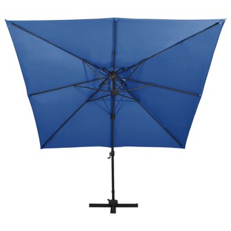 Zweefparasol met dubbel dak 300x300 cm azuurblauw 3