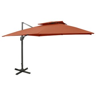 Zweefparasol met dubbel dak 300x300 cm terracottakleurig 1