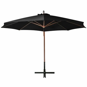 Zweefparasol met paal 3,5x2,9 m massief vurenhout zwart 3