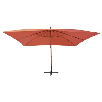 Zweefparasol met houten paal 400x300 cm terracottakleurig 2