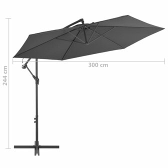 Zweefparasol met aluminium paal 300 cm antracietkleurig 8