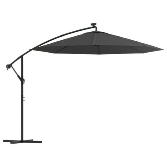 Zweefparasol met LED-verlichting stalen paal 300 cm antraciet 2