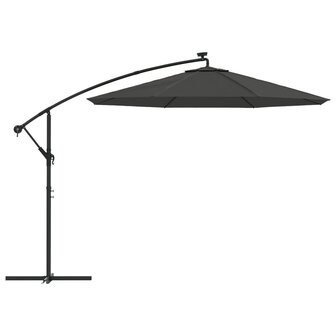 Zweefparasol met LED-verlichting stalen paal 300 cm antraciet 4