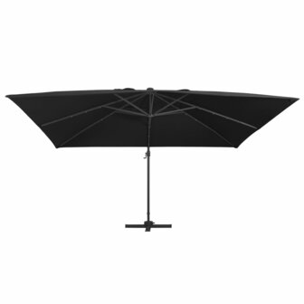 Zweefparasol met LED-verlichting en paal 400x300 cm zwart 2