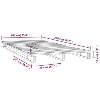 Palletbed massief grenenhout wit 100x200 cm 8