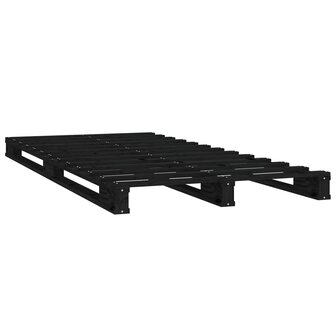 Palletbed massief grenenhout zwart 75x190 cm 4