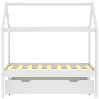 Kinderbedframe met lade massief grenenhout 70x140 cm wit 3