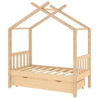 Kinderbedframe met lade massief grenenhout 70x140 cm 2
