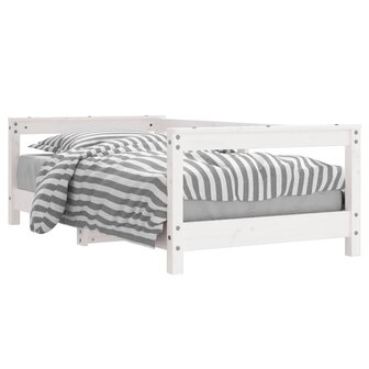 Kinderbedframe 70x140 cm massief grenenhout wit 2