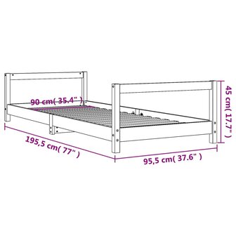 Kinderbedframe 90x190 cm massief grenenhout zwart 9