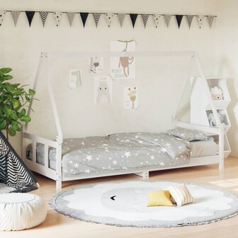 Kinderbedframe 90x200 cm massief grenenhout wit 1