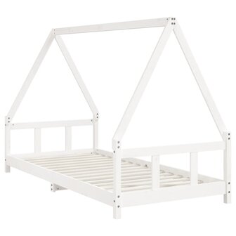 Kinderbedframe 90x200 cm massief grenenhout wit 3