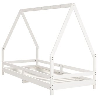 Kinderbedframe 90x200 cm massief grenenhout wit 6