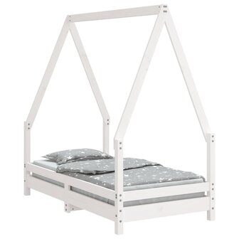 Kinderbedframe 70x140 cm massief grenenhout wit  2