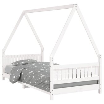 Kinderbedframe 90x200 cm massief grenenhout wit 2