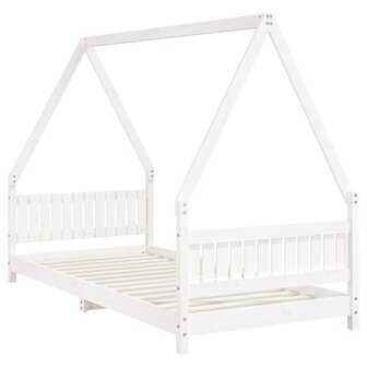 Kinderbedframe 90x200 cm massief grenenhout wit 3