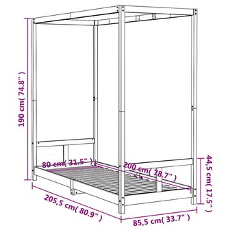 Kinderbedframe 80x200 cm massief grenenhout wit 9