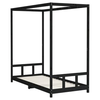 Kinderbedframe 90x200 cm massief grenenhout zwart 6