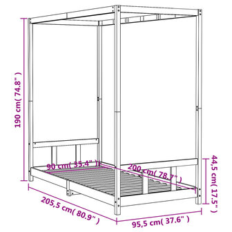 Kinderbedframe 90x200 cm massief grenenhout zwart 9