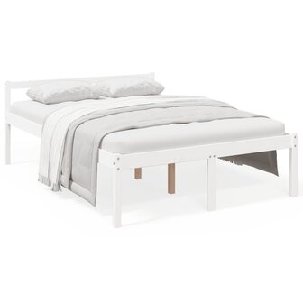 Seniorenbed massief grenenhout wit 135x190 cm 2
