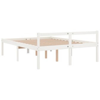 Seniorenbed massief grenenhout wit 150x200 cm 6