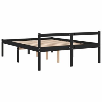 Seniorenbed massief grenenhout zwart 150x200 cm 6