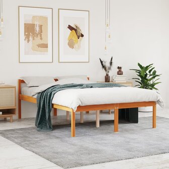 Seniorenbed 135x190 cm massief grenenhout wasbruin 1