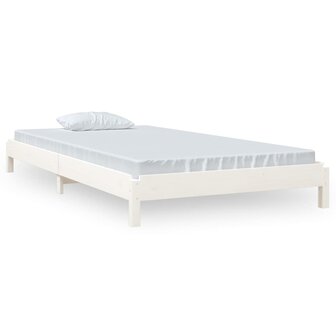 Bed stapelbaar 100x200 cm massief grenenhout wit 2