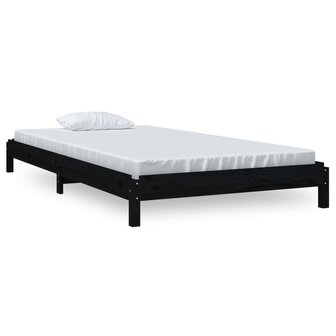 Bed stapelbaar 90x200 cm massief grenenhout zwart 2