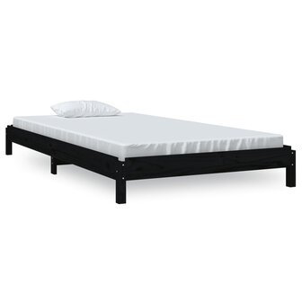Bed stapelbaar 80x200 cm massief grenenhout zwart 2