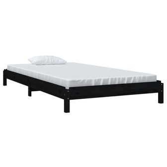 Bed stapelbaar 80x200 cm massief grenenhout zwart 3
