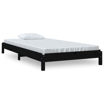 Bed stapelbaar 75x190 cm massief grenenhout zwart 2