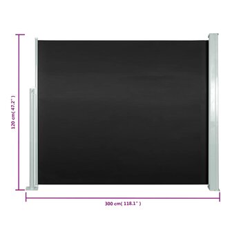 Windscherm uittrekbaar 120x300 cm zwart 7