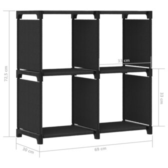 Kast met 4 vakken 69x30x72,5 cm stof zwart 8