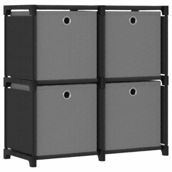 Kast met 4 vakken met boxen 69x30x72,5 cm stof zwart 1