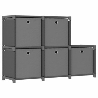 Kast met 5 vakken met boxen 103x30x72,5 cm stof grijs 1