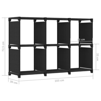 Kast met 6 vakken 103x30x72,5 cm stof zwart 8