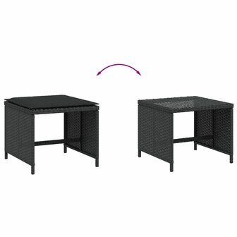 Tuinkrukken 4 st met kussens 41x41x36 cm poly rattan zwart 7