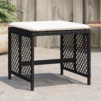 Tuinkrukken 4 st met kussens 41x41x36 cm poly rattan zwart 1