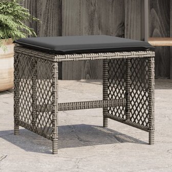 Tuinkrukken 4 st met kussens 41x41x36 cm poly rattan grijs 1