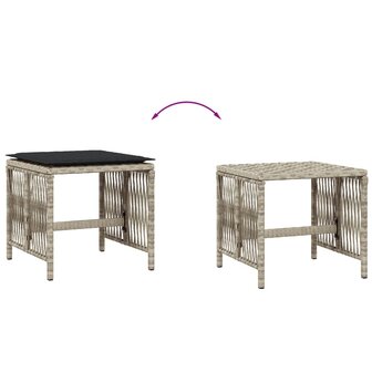 Tuinkrukken 4 st met kussens 41x41x36 cm poly rattan lichtgrijs 7