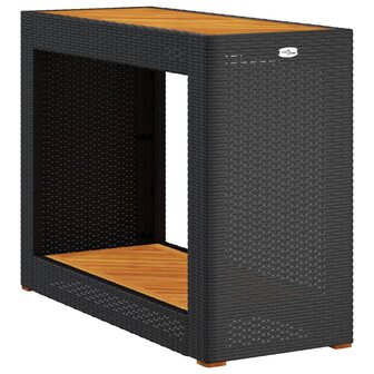 Tuinbijzettafel met houten blad 100x40x75 cm poly rattan zwart 7