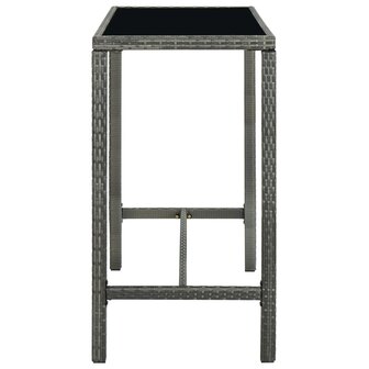 Tuinbartafel 130x60x110 cm poly rattan en glas grijs 3