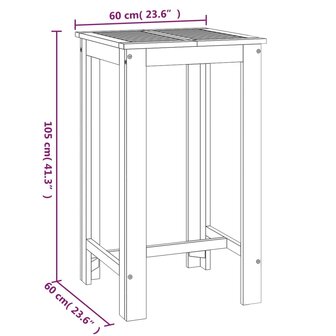 Tuinbartafel 60x60x105 cm massief acaciahout  6